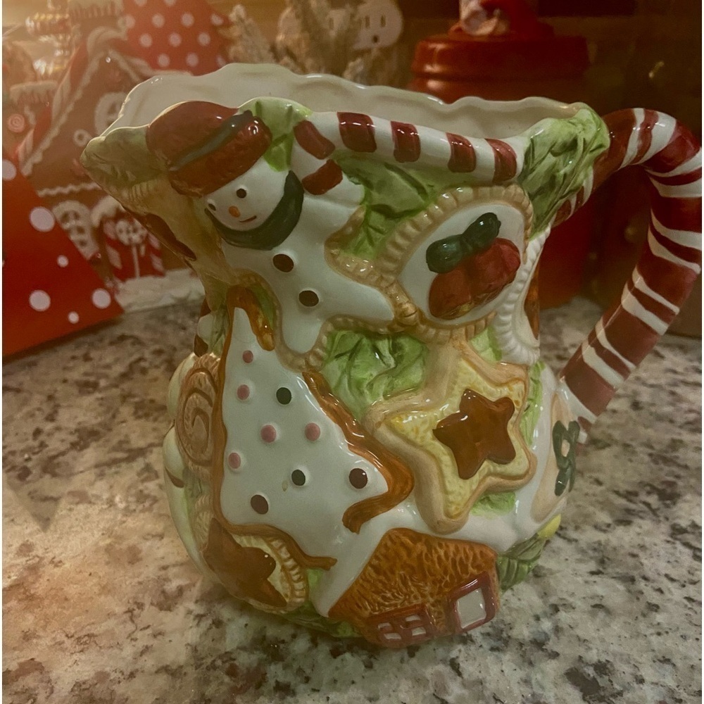 World Bazaars Inc Christmas Pitcher w/ Candy Cane Handle